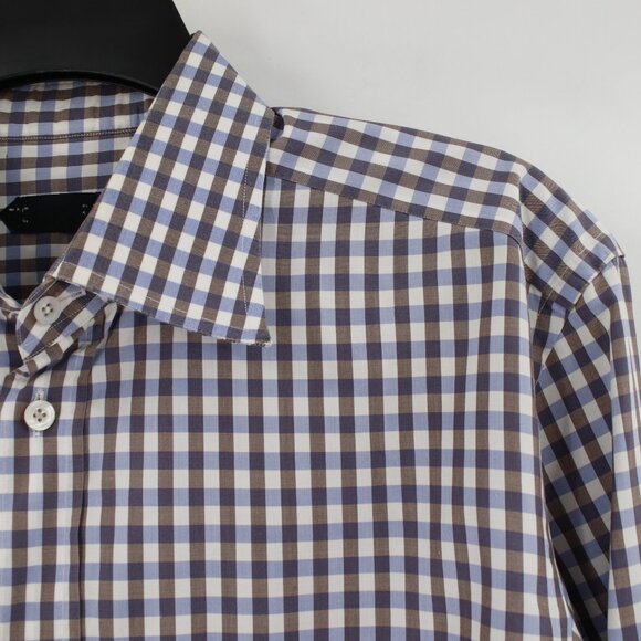 Tom Ford dress Shirt Men's Large 41 Long Sleeve Button Up Check Cotton plaid - Picture 4 of 15